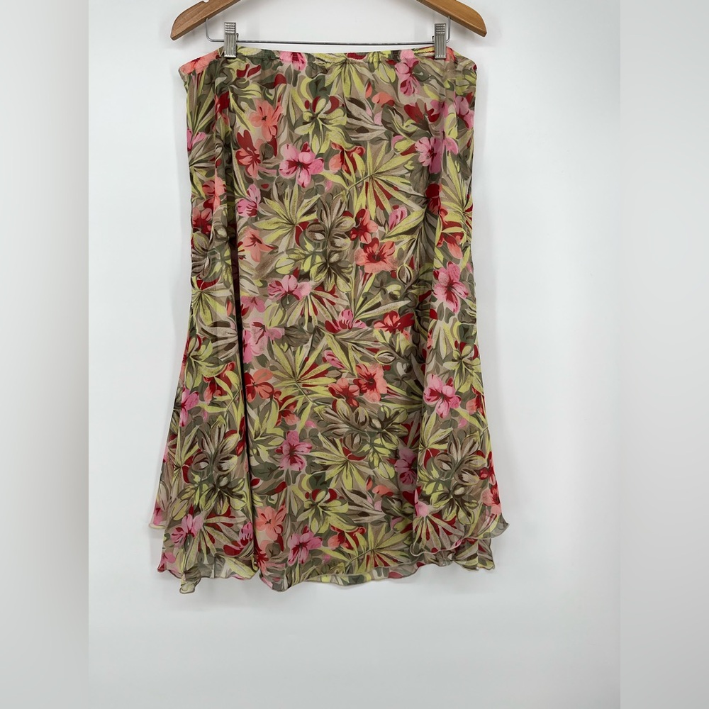 Sag Harbour Women’s Tropical Skirt Boho Y2K Aline Elastic Waist Size 18